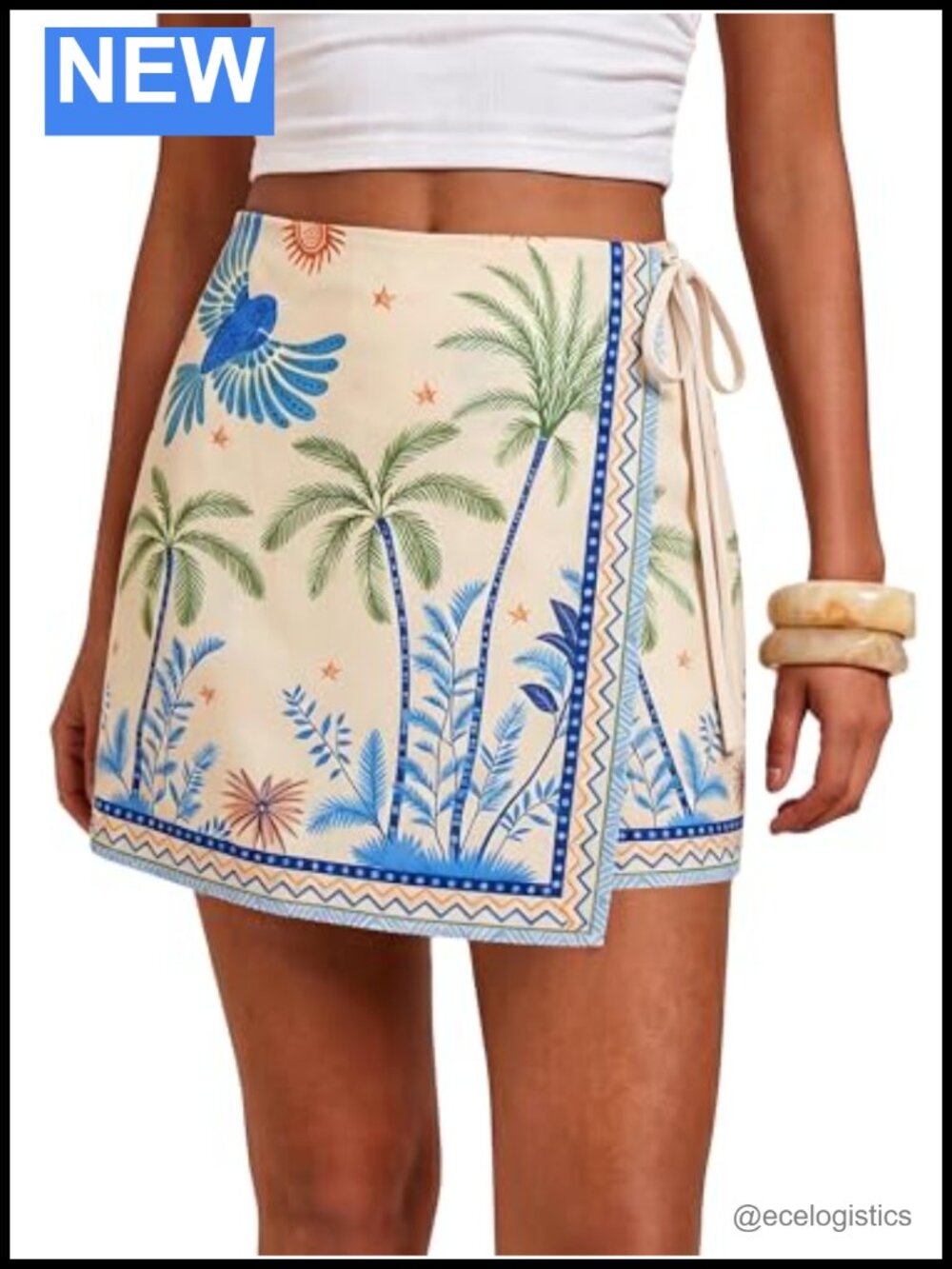 Women's Wrap Mini Skort Floral Print High Rise Boho Summer